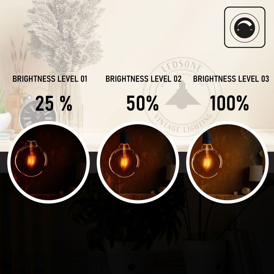 Soho - Amber Glass Globe LED Bulb, G125 E27 Dimmable 8W