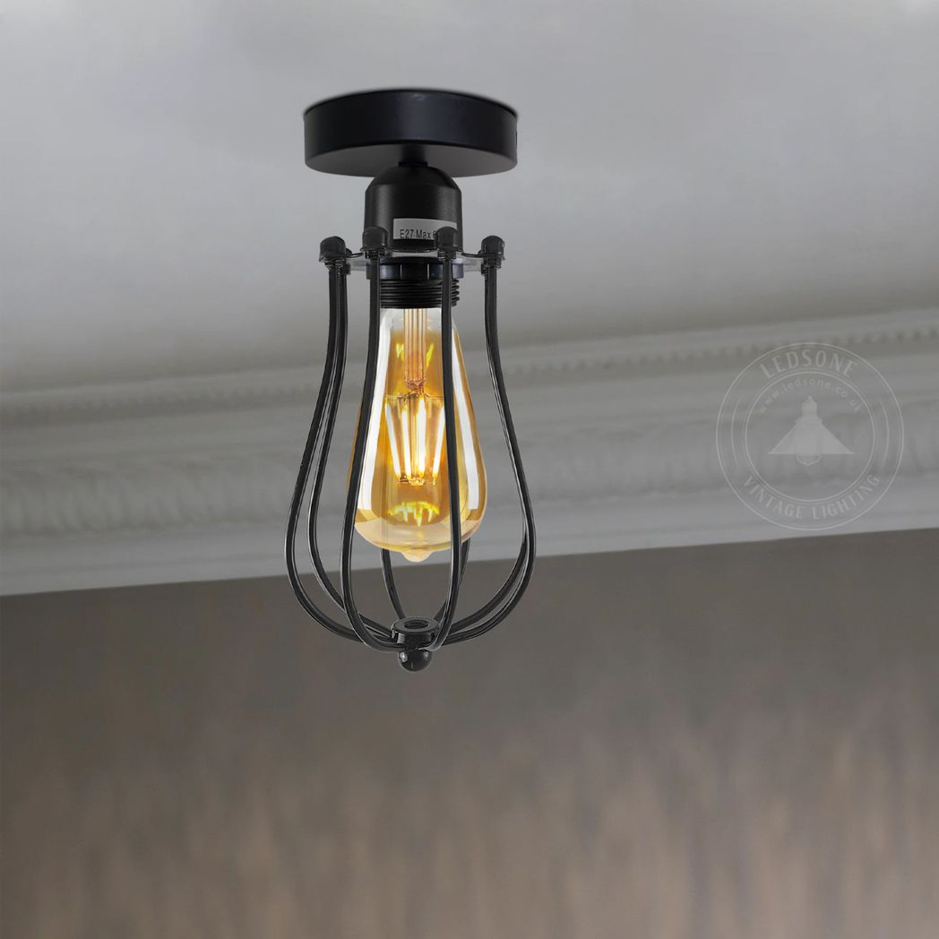 Spitalfields — Black Balloon Cage E27 Ceiling Pendant