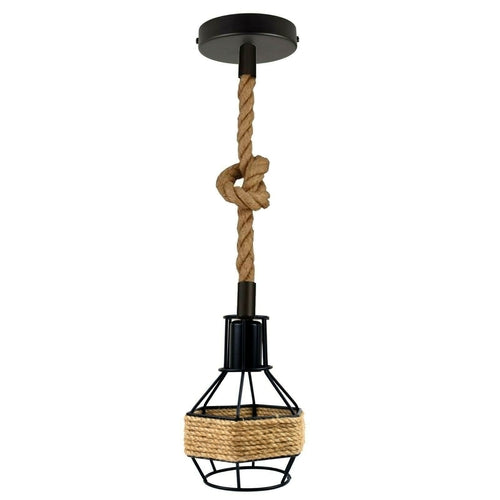 The Mariner Pendant — Hemp Rope, Black Cage