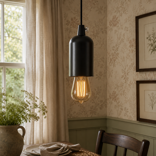 Greenwich - Vintage Black Metal E27 Pendant Lamp Holder