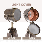 The Foster Floor Lamp — Wood Tripod Searchlight Standing Lamp