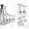 Close-up of the crystal droplets and brass accents on the Lyra petite chandelier, emphasising its premium quality