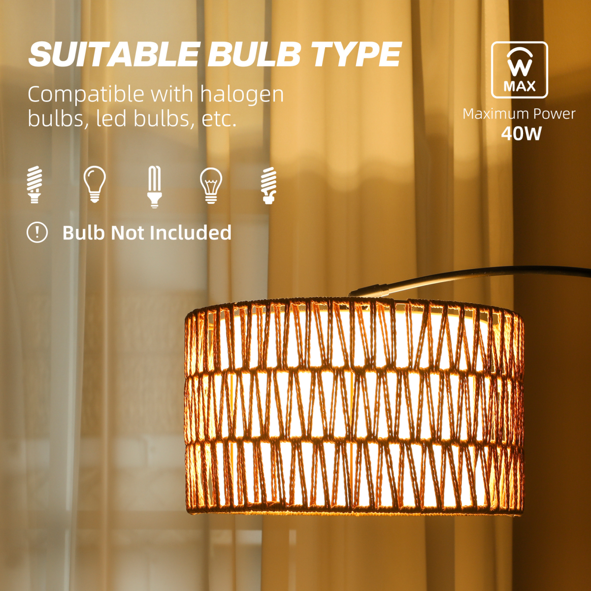 The Marrick Floor Lamp — Woven Lantern Arc Standing Lamp