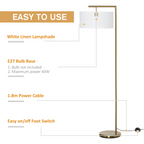 The Delaney Floor Lamp — Gold Pole Linen Drum Standing Lamp