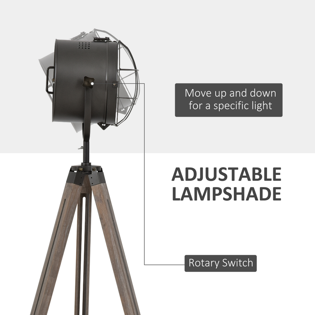 The Callahan Floor Lamp — Pine Tripod Spotlight Standing Lamp
