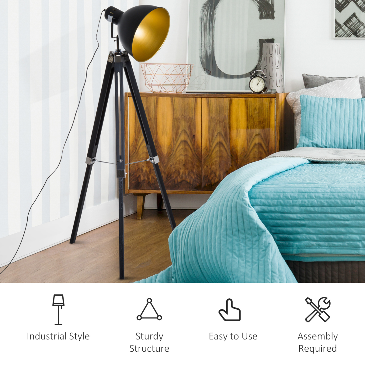 The Sheldon Floor Lamp — Dome Shade Tripod Standing Lamp