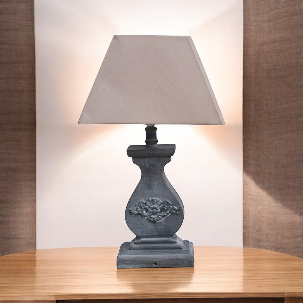 The Cotswold Lamp — Wood-Effect, Taupe Linen Shade