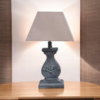 The Cotswold Lamp — Wood-Effect, Taupe Linen Shade