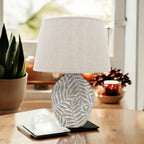 The Fern Lamp — Ceramic Base, Linen Shade