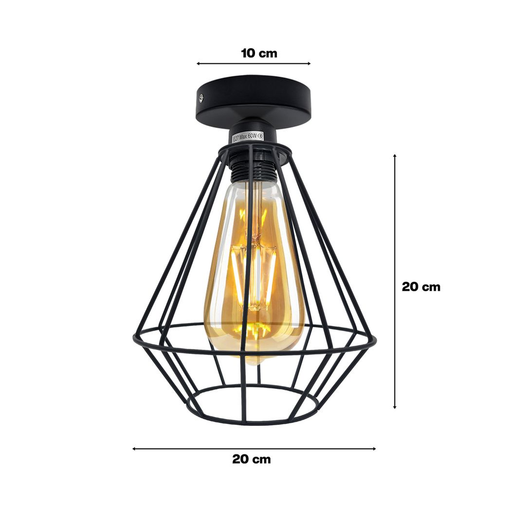 Shoreditch - Black Wire Cage Industrial Ceiling Pendant