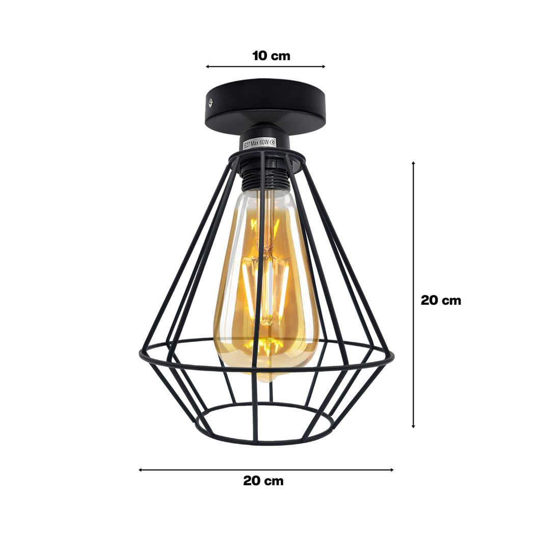 Shoreditch - Black Wire Cage Industrial Ceiling Pendant
