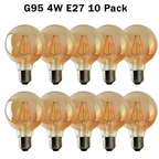 Clerkenwell - Vintage G95 Amber Glass LED Bulbs, E27 Dimmable 2700K, 4W, Pack of 10