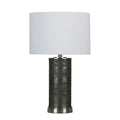 The Linden Lamp — Ceramic Base, Fabric Drum Shade