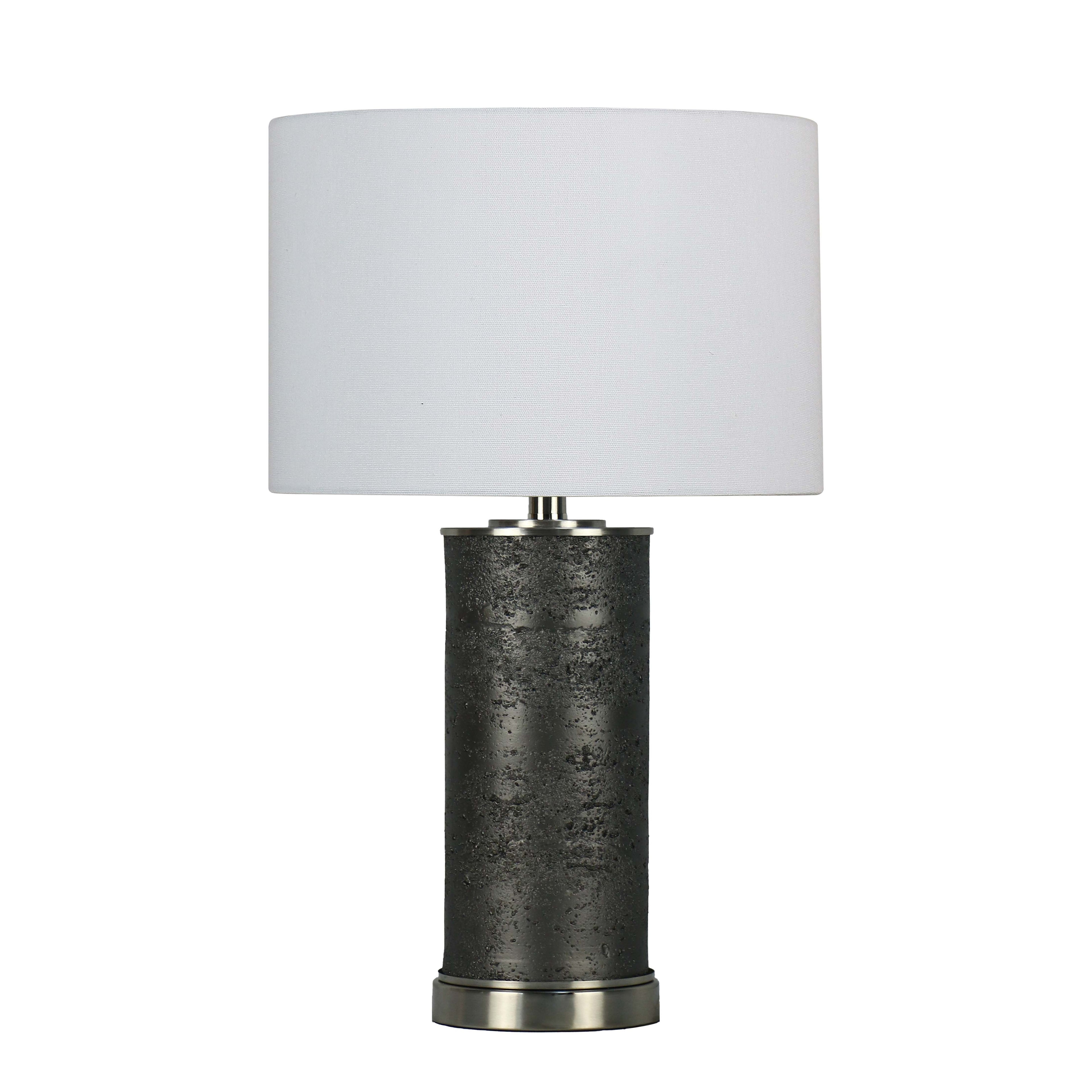 The Linden Lamp — Ceramic Base, Fabric Drum Shade