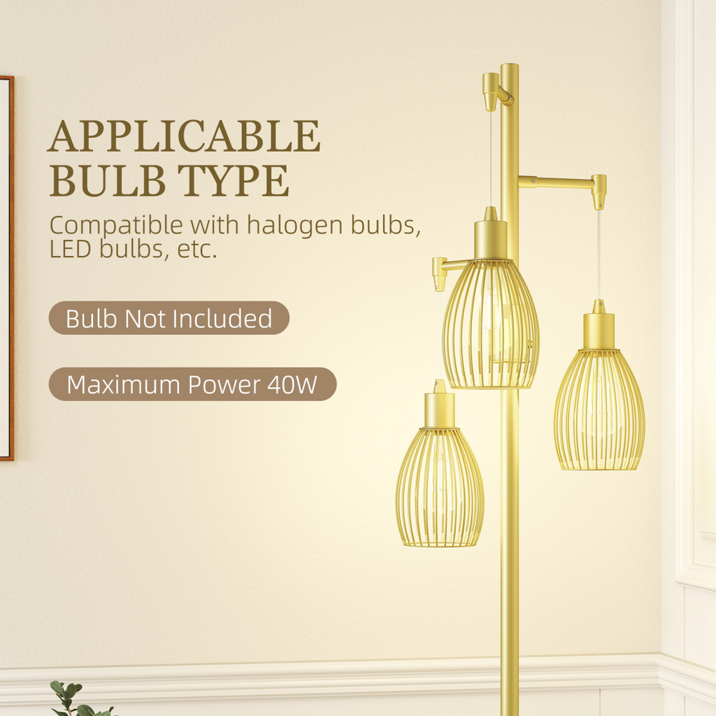 The Corvin Floor Lamp — 3-Cage Industrial Standing Lamp