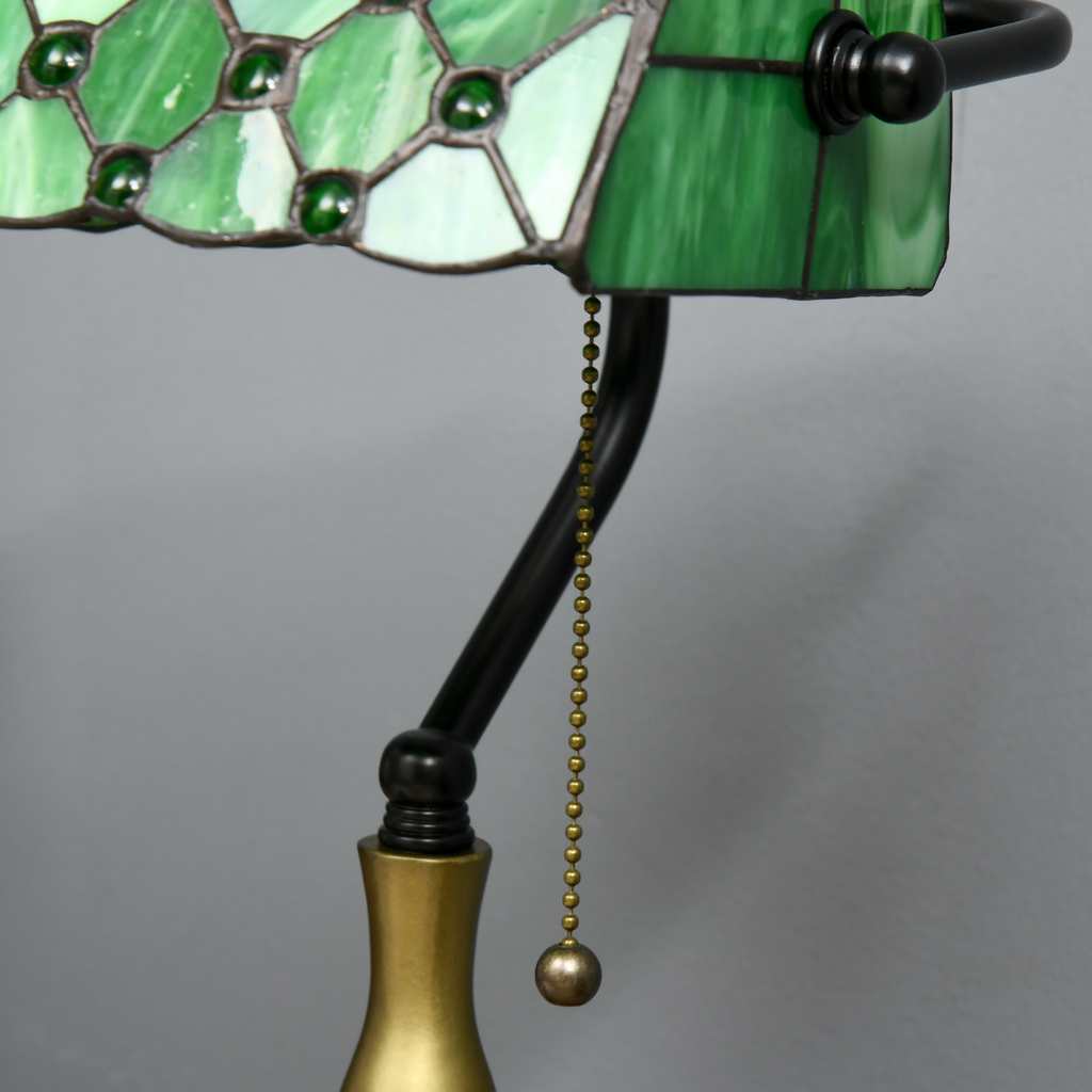 Lincoln Mosaic — Jewelled Stained Glass Banker's Lamp