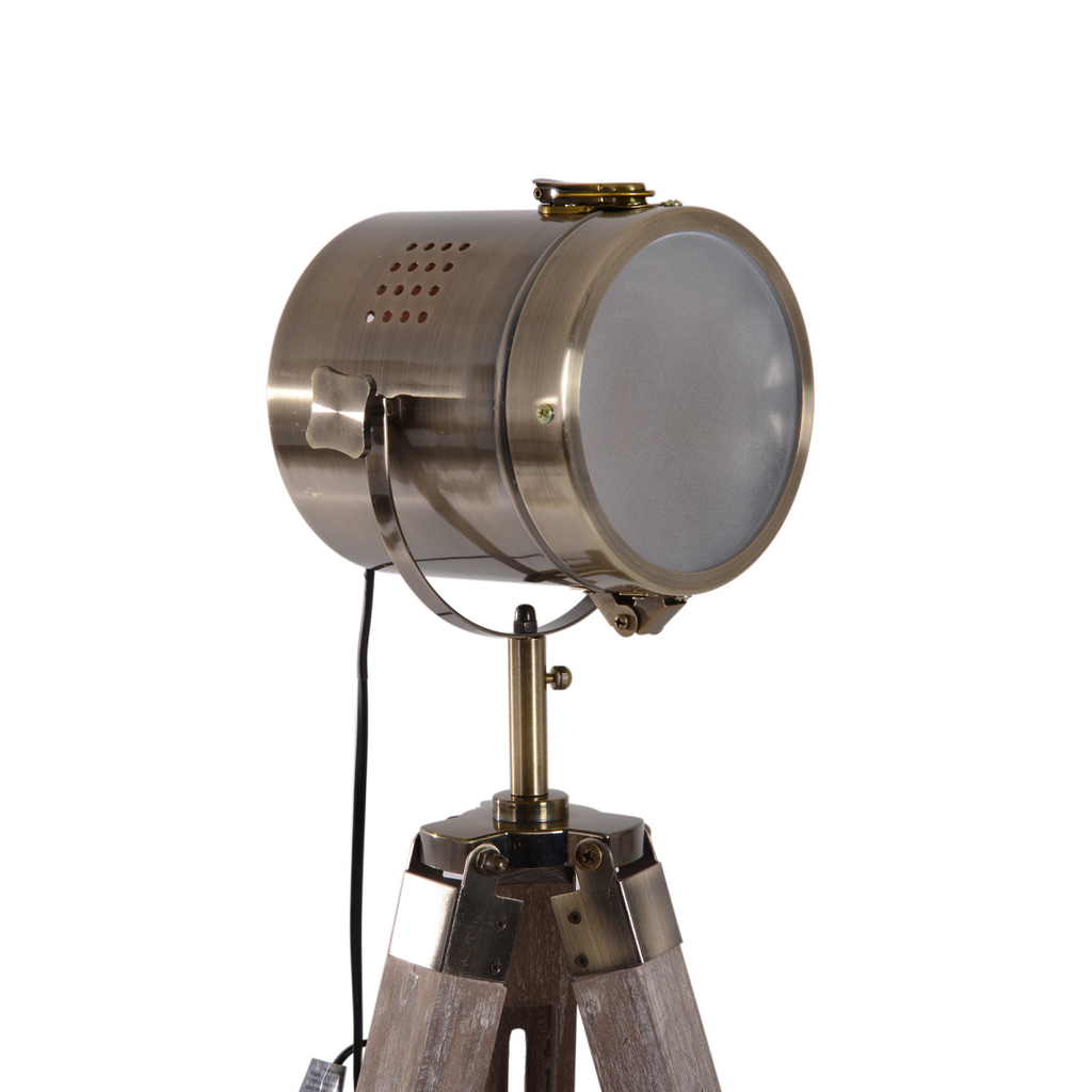 The Foster Floor Lamp — Wood Tripod Searchlight Standing Lamp