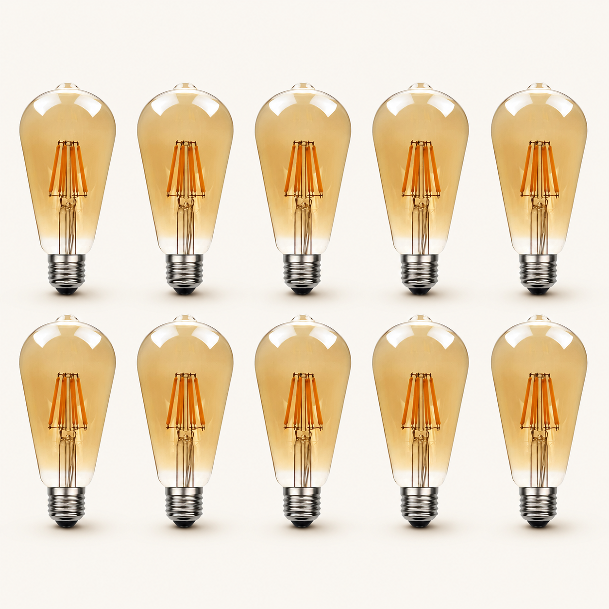 Burlington - ST64 Amber Glass Dimmable LED Bulbs, E27 2700K, 8W (Pack of 10)