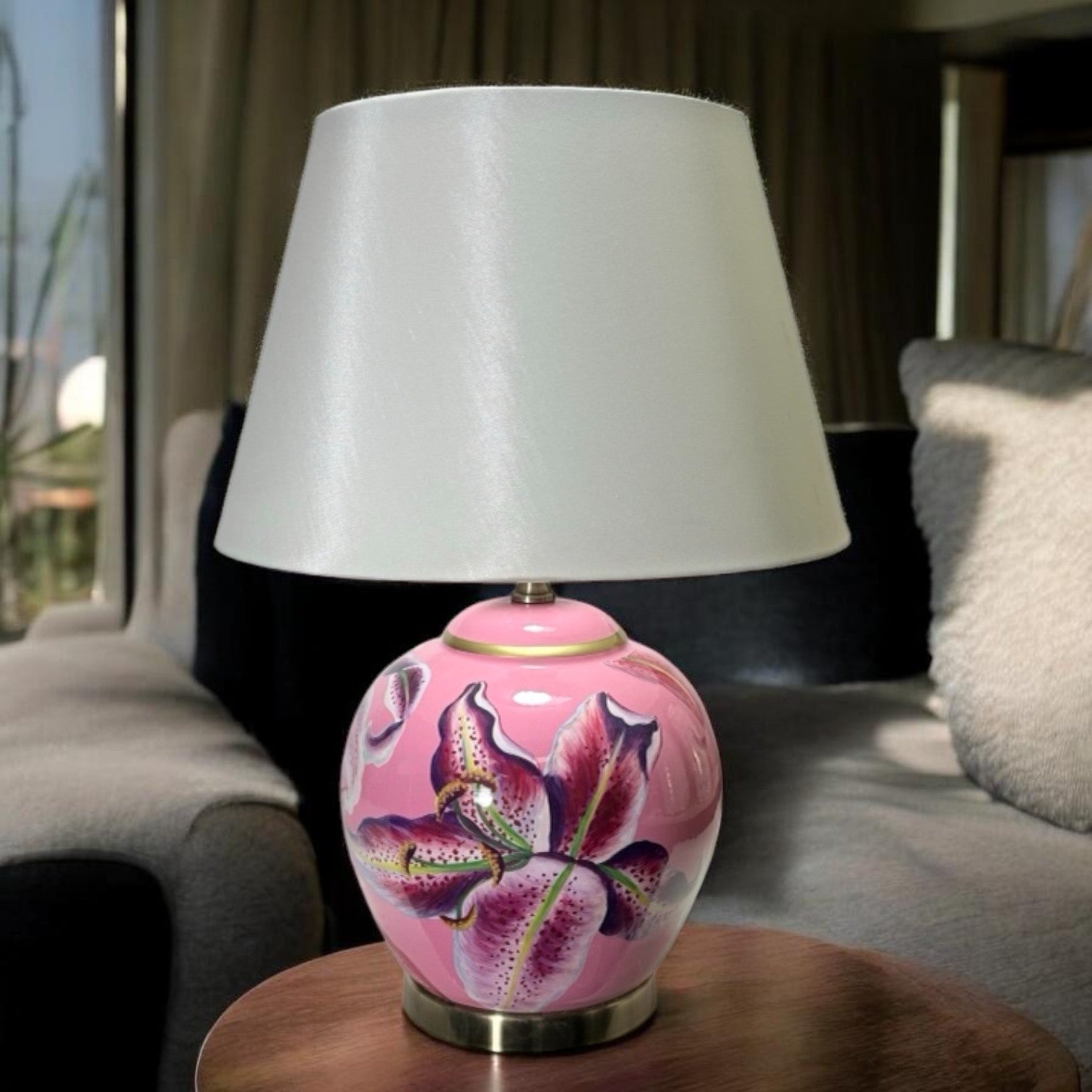 The Camellia Table Lamp — Pink Floral Ceramic Accent Lamp