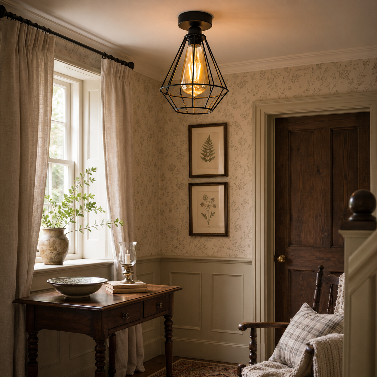 Shoreditch - Black Wire Cage Industrial Ceiling Pendant