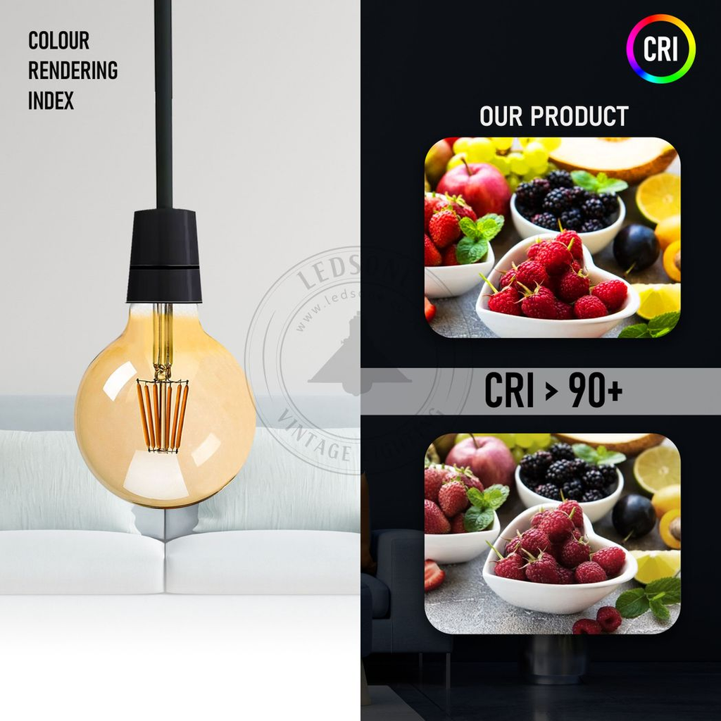 Soho - Amber Glass Globe LED Bulb, G125 E27 Dimmable 8W
