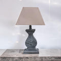 The Cotswold Lamp — Wood-Effect, Taupe Linen Shade