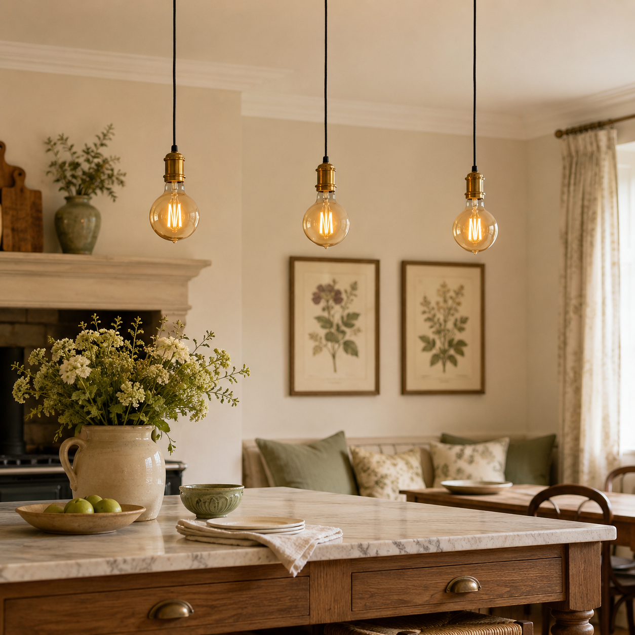 Bloomsbury - G95 Amber Glass LED Globe Bulbs, E27 Dimmable 2700K, 4W, Set of Three