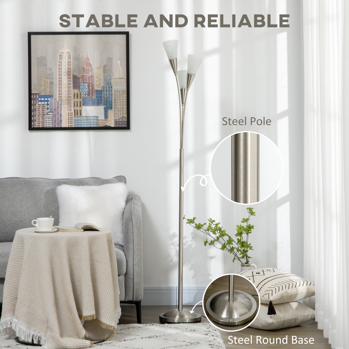 The Prentiss Floor Lamp — 3-Cone Uplighter Standing Lamp