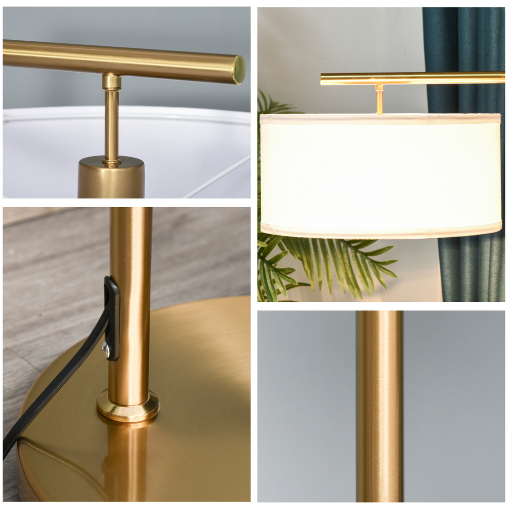 The Delaney Floor Lamp — Gold Pole Linen Drum Standing Lamp