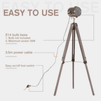 The Foster Floor Lamp — Wood Tripod Searchlight Standing Lamp