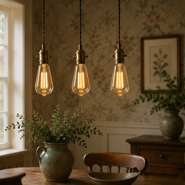 Clerkenwell — Vintage ST64 Amber Glass LED Bulbs, E27 Dimmable 2700K, Pack of 3