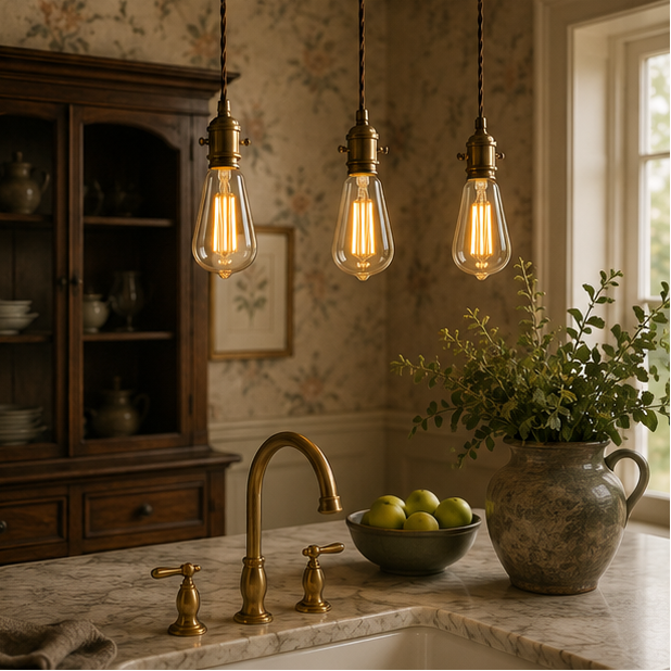 Clerkenwell — Vintage ST64 Amber Glass LED Bulbs, E27 Dimmable 2700K, Pack of 3