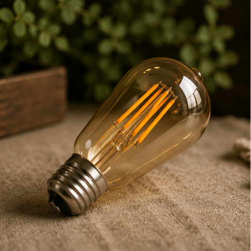 Clerkenwell — Vintage ST64 Amber Glass LED Bulbs, E27 Dimmable 2700K, Pack of 3