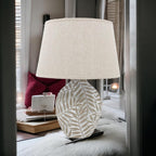 The Fern Lamp — Ceramic Base, Linen Shade