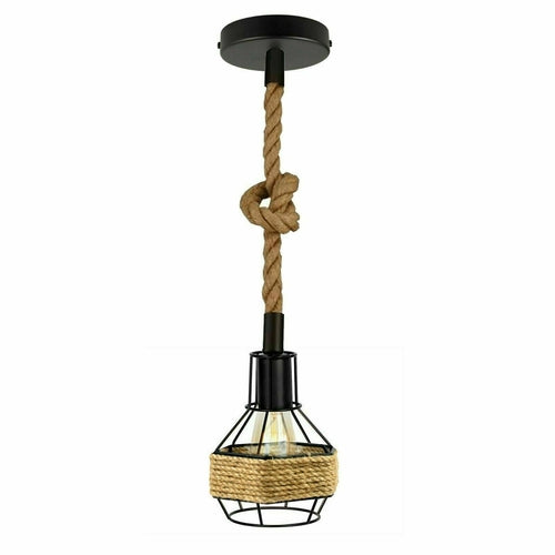 The Mariner Pendant — Hemp Rope, Black Cage