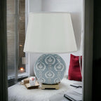 The Oldcastle Table Lamp — Grey Damask Ceramic Accent Lamp