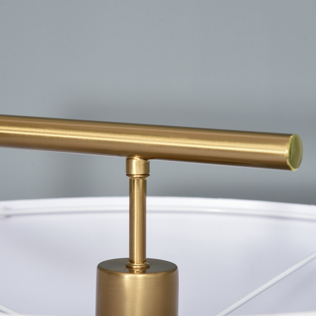 The Delaney Floor Lamp — Gold Pole Linen Drum Standing Lamp
