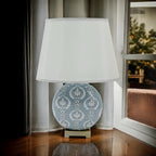 The Oldcastle Table Lamp — Grey Damask Ceramic Accent Lamp