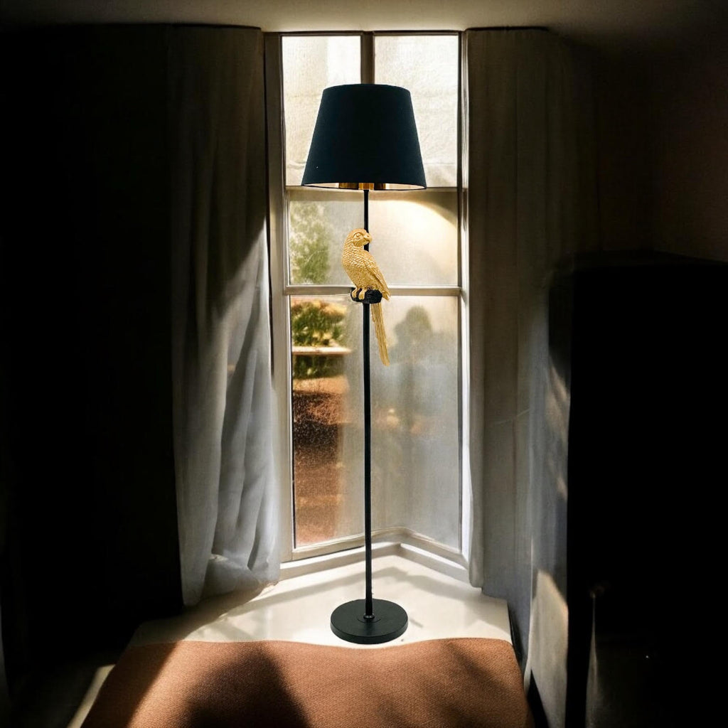 The Percy Floor Lamp — Sculptural Parrot Base Standing Lamp