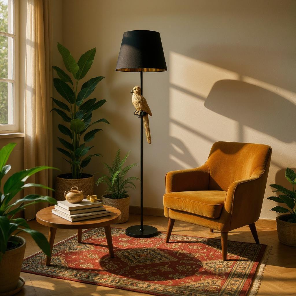 The Percy Floor Lamp — Sculptural Parrot Base Standing Lamp