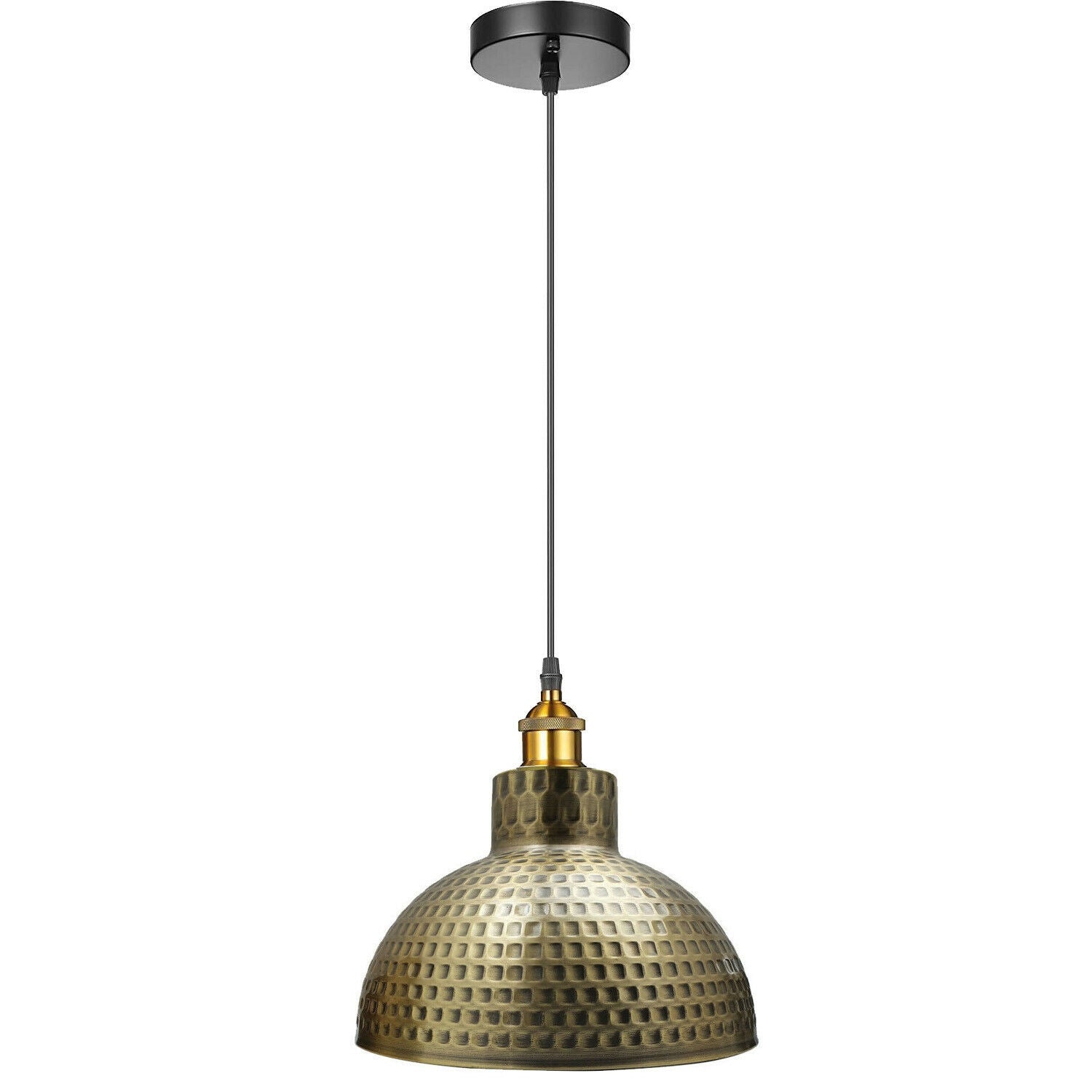 The Alderton Pendant — Antique Brass Hammered Dome Light