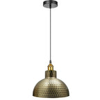 The Alderton Pendant — Antique Brass Hammered Dome Light