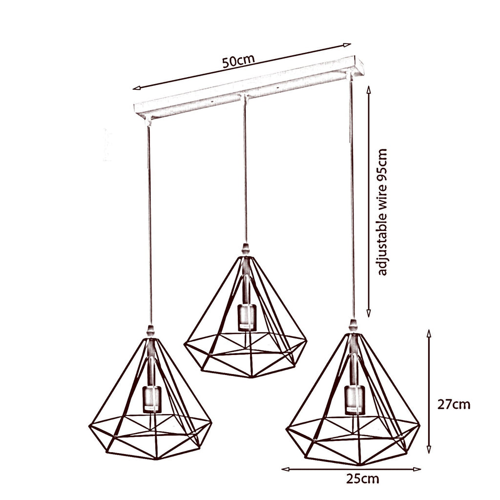 The Ottersby Pendant — Blue Diamond Cage Trio Ceiling Light
