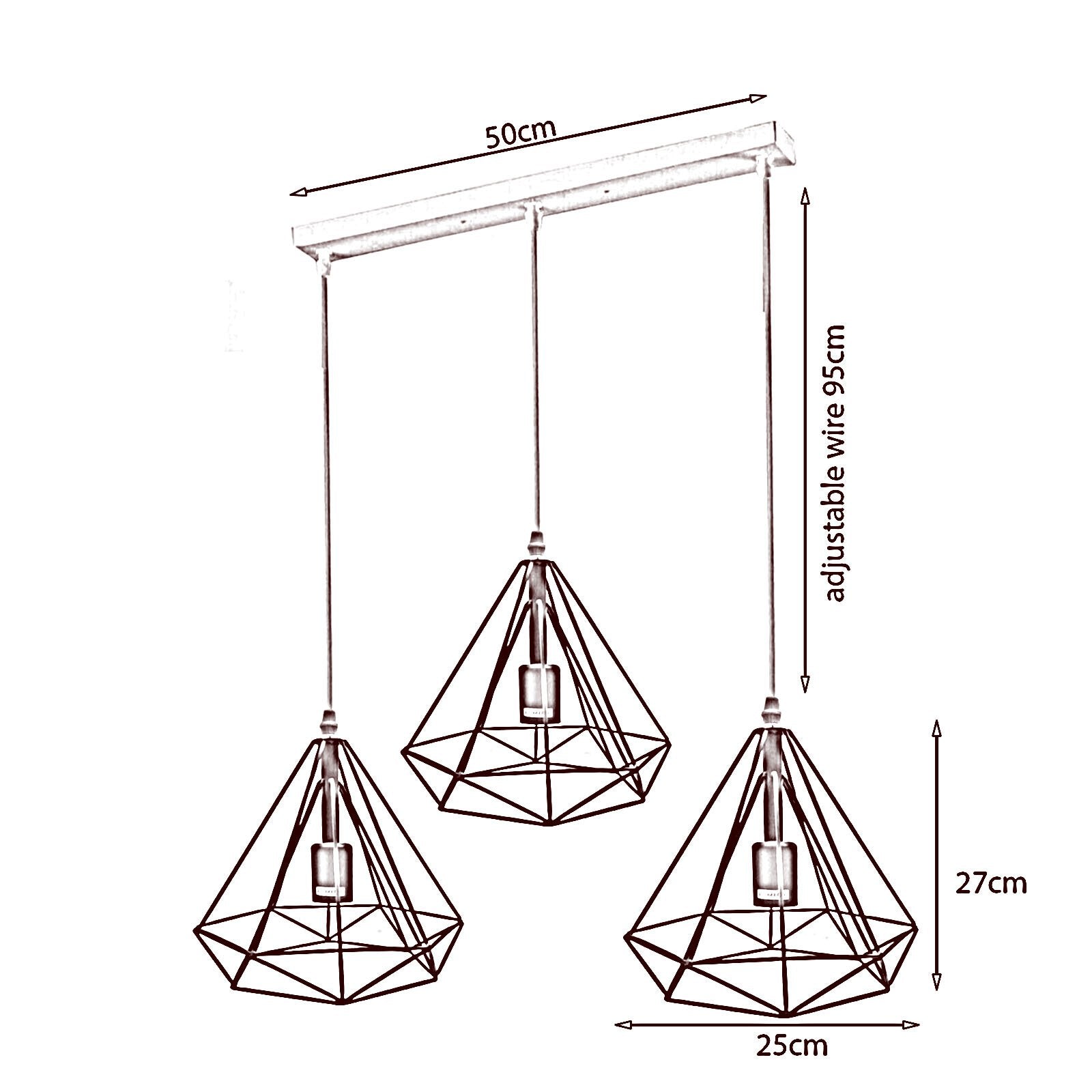 The Ottersby Pendant — Blue Diamond Cage Trio Ceiling Light
