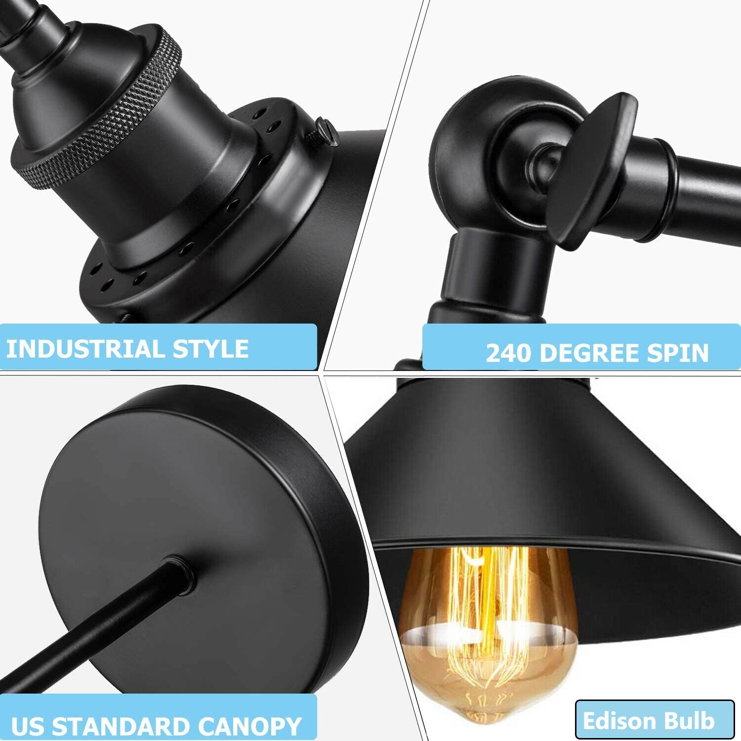 The Griswold Wall Light — Industrial Cone Sconce, 2-Pack