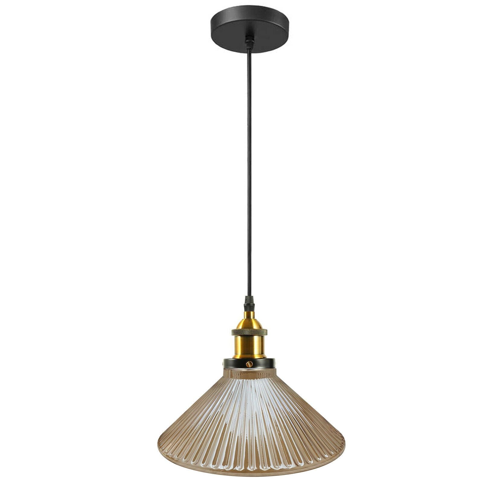 The Winterbourne Pendant — Ribbed Amber Glass Ceiling Light