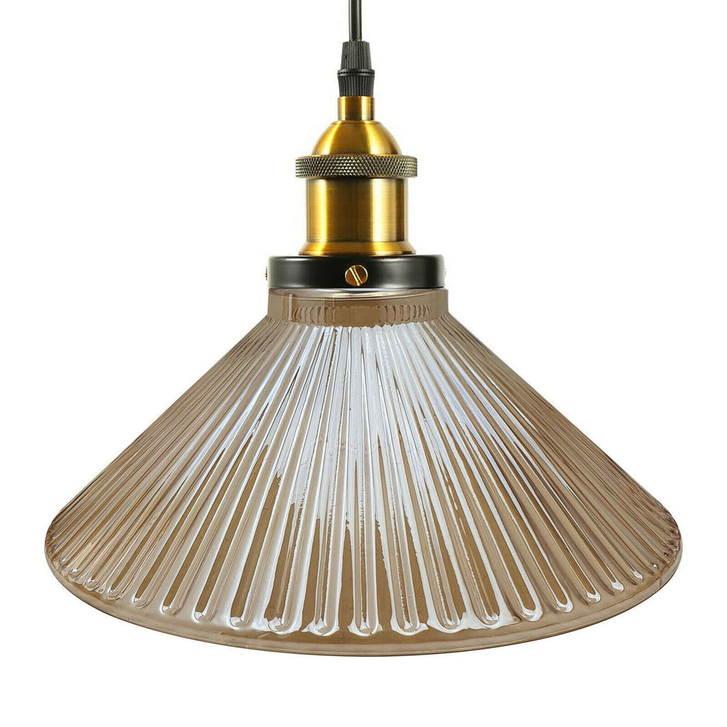 The Winterbourne Pendant — Ribbed Amber Glass Ceiling Light