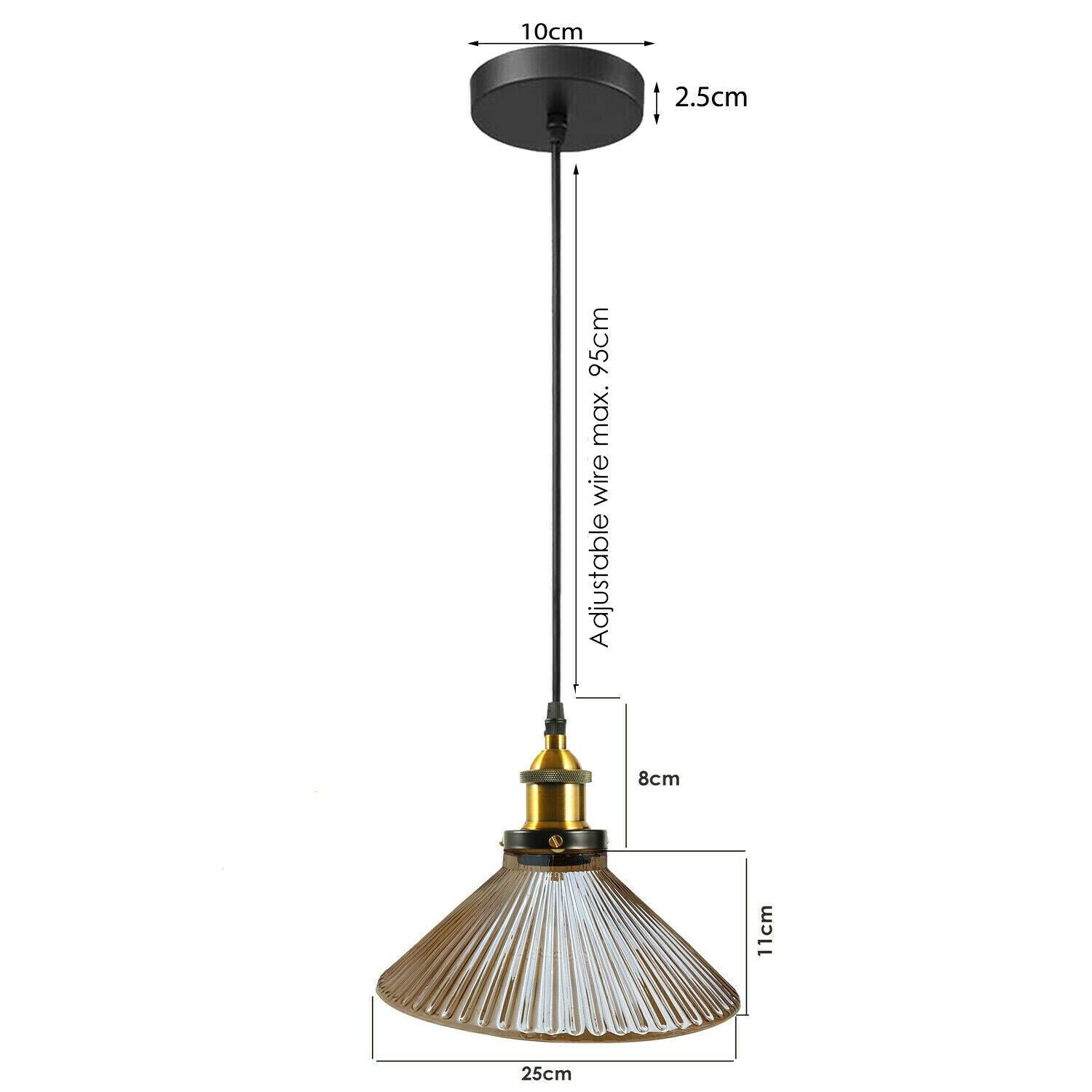 The Winterbourne Pendant — Ribbed Amber Glass Ceiling Light