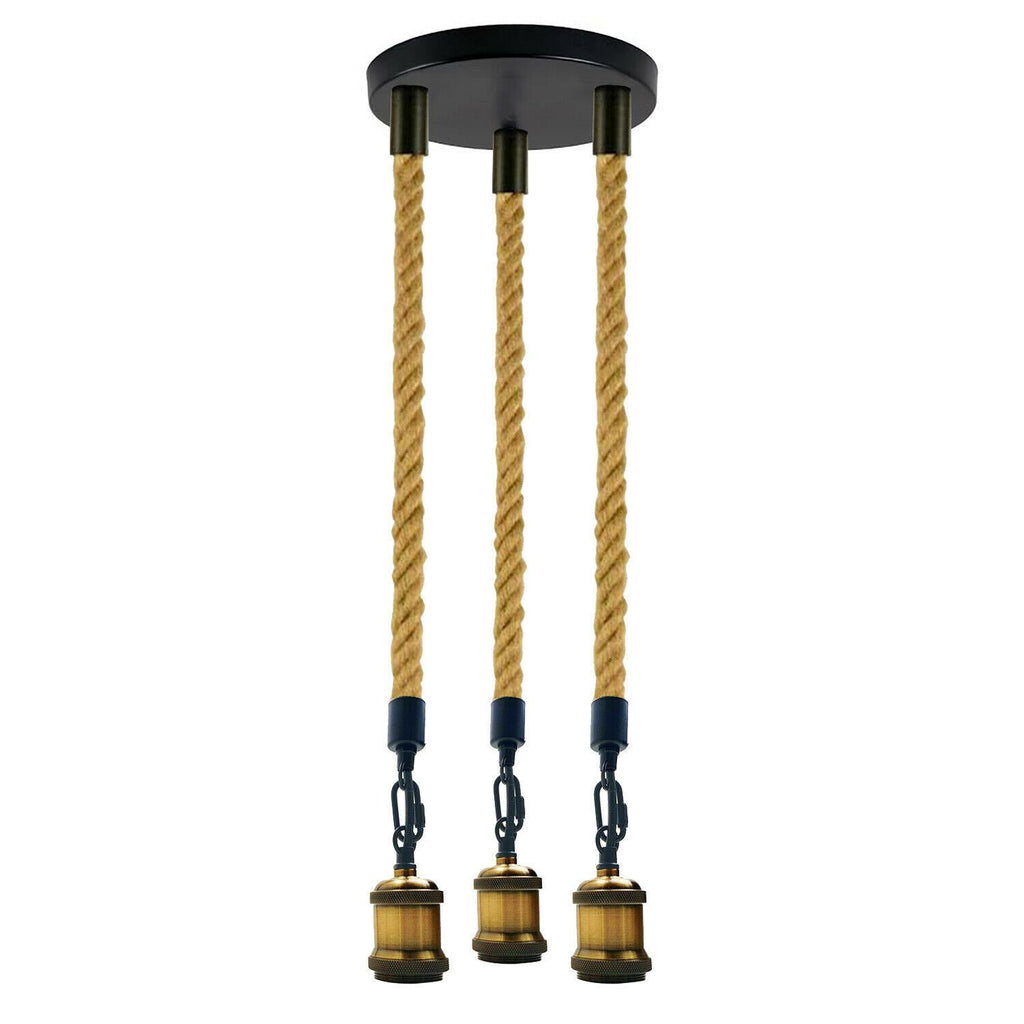The Ropley Pendant — 3-Head Hemp Rope Light