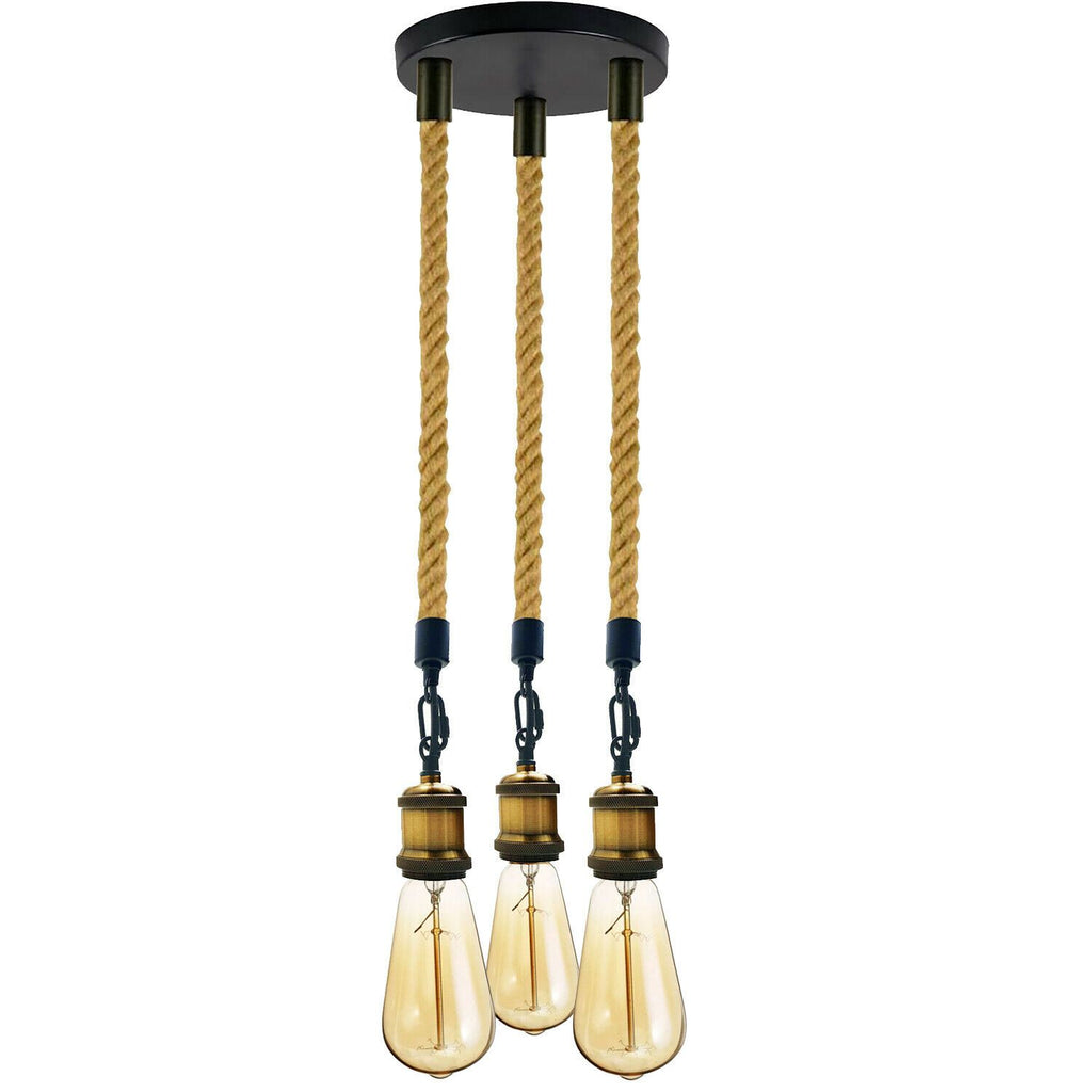 The Ropley Pendant — 3-Head Hemp Rope Light